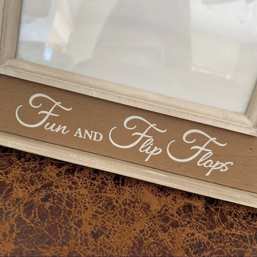 Friends Wood Picture Frame Farmhouse Beach Summer Style Fun Flip Flops 4x6 photo